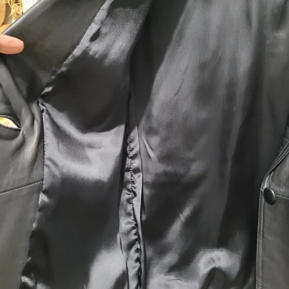 Vintage Leather Black Women's 1980's Jacket Blazer Retro shoulder pads - Picture 14 of 16